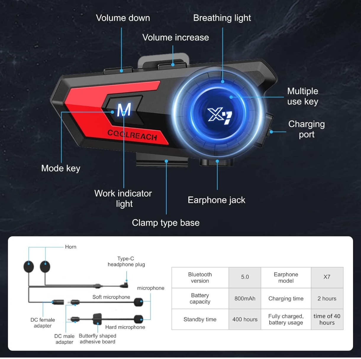 COOLREACH X7 – Dispositivo bluethooth para moto - Image 8