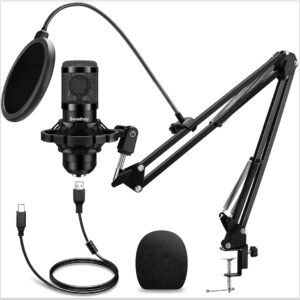 Bwrethay Micrófono USB con Kit Completo – Plug & Play Profesional