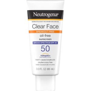 Neutrogena Clear Face Breakout Free Oil-Free Sunscreen SPF 50 – Protección Facial sin Brotes