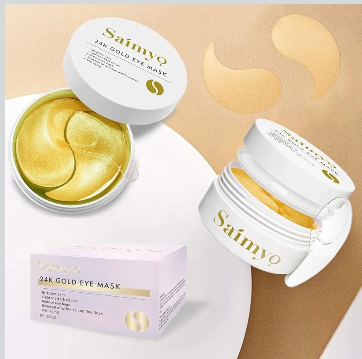 Parche de Ojos Hidrogel Saimyo 24K – Cuidado Premium para tu Mirada