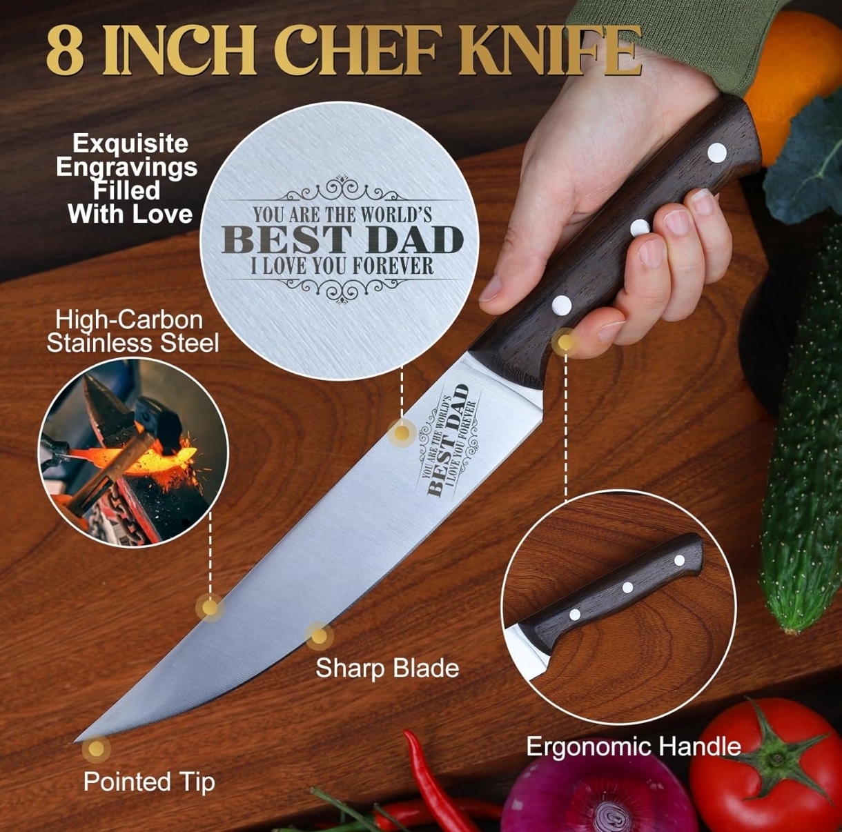 Cuchillo 8" Acero Inox Best Father - Image 5